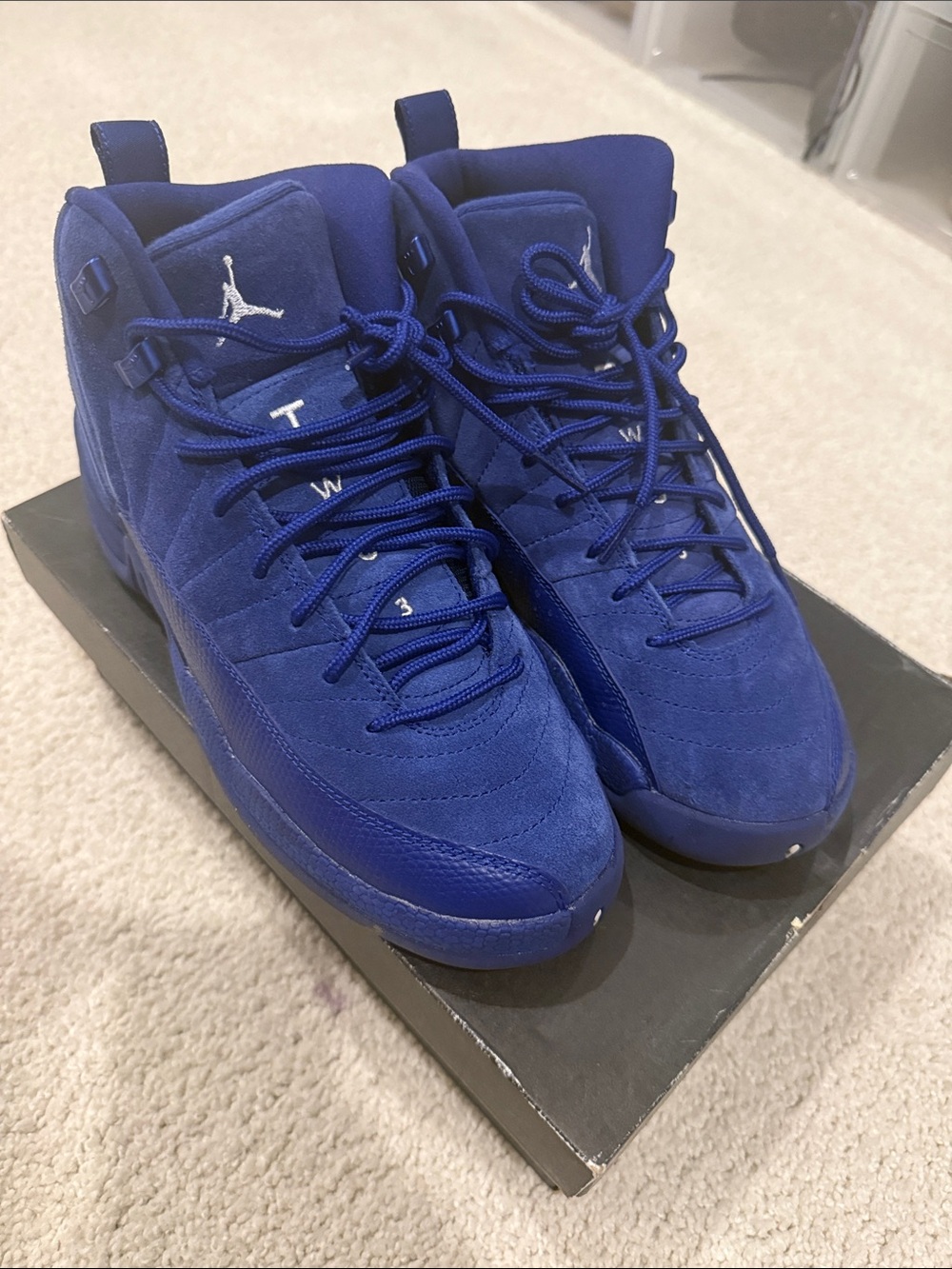 Air Jordan 12 Retro BG Men’s Suede Sneakers in Royal Blue